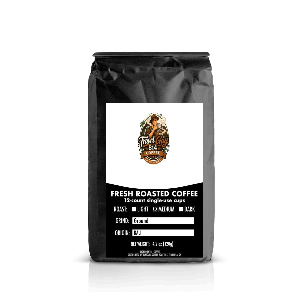 Bali single origin coffee pods from Travel Guy 814 — 12 pack, medium-dark roast