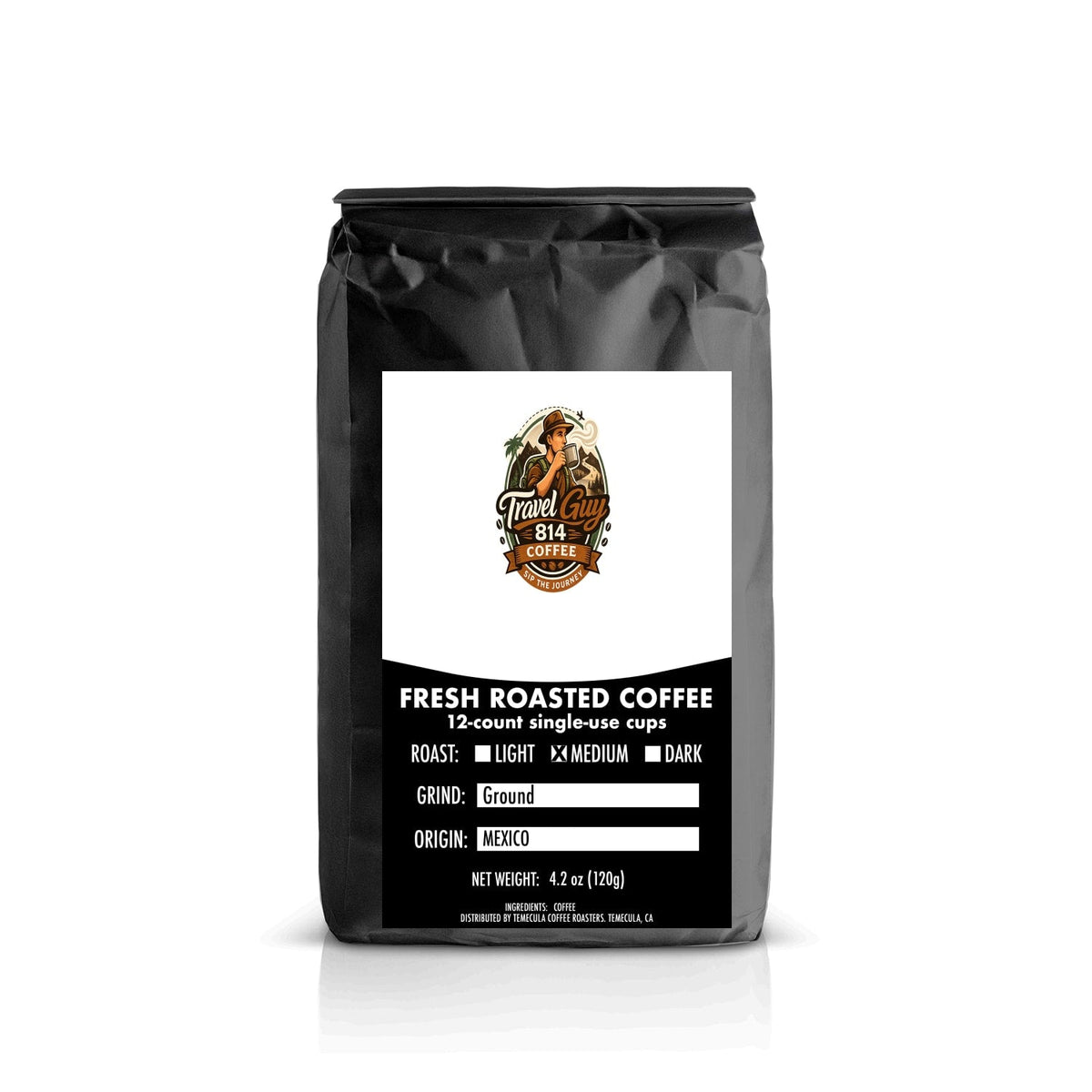 Mexico single origin coffee pods from Travel Guy 814 — 12 pack, medium roast from Chiapas
