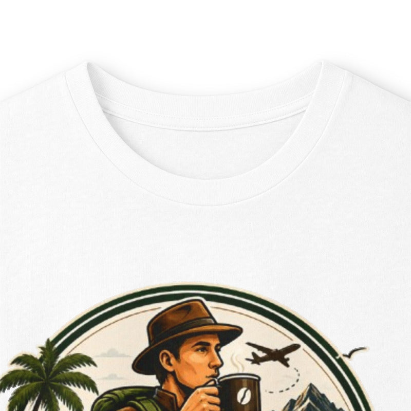 Travel Guy 814 Coffee Long Sleeve Tee — Vintage Adventure Coffee Logo Shirt