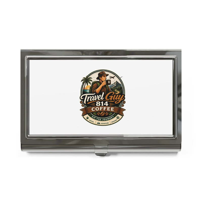 Travel Guy Coffee Metal Business Card Holder — Vintage Traveler Logo