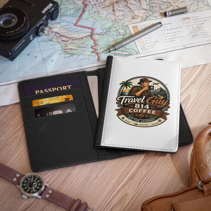 Travel Guy Coffee Passport Cover — Retro Adventure Coffee Lover Passport Holder