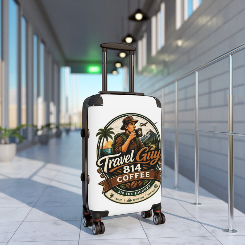 Travel Guy Coffee Suitcase – Retro Adventure Logo Carry-On