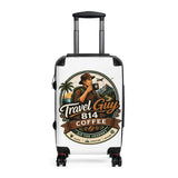 Travel Guy Coffee Suitcase – Retro Adventure Logo Carry-On