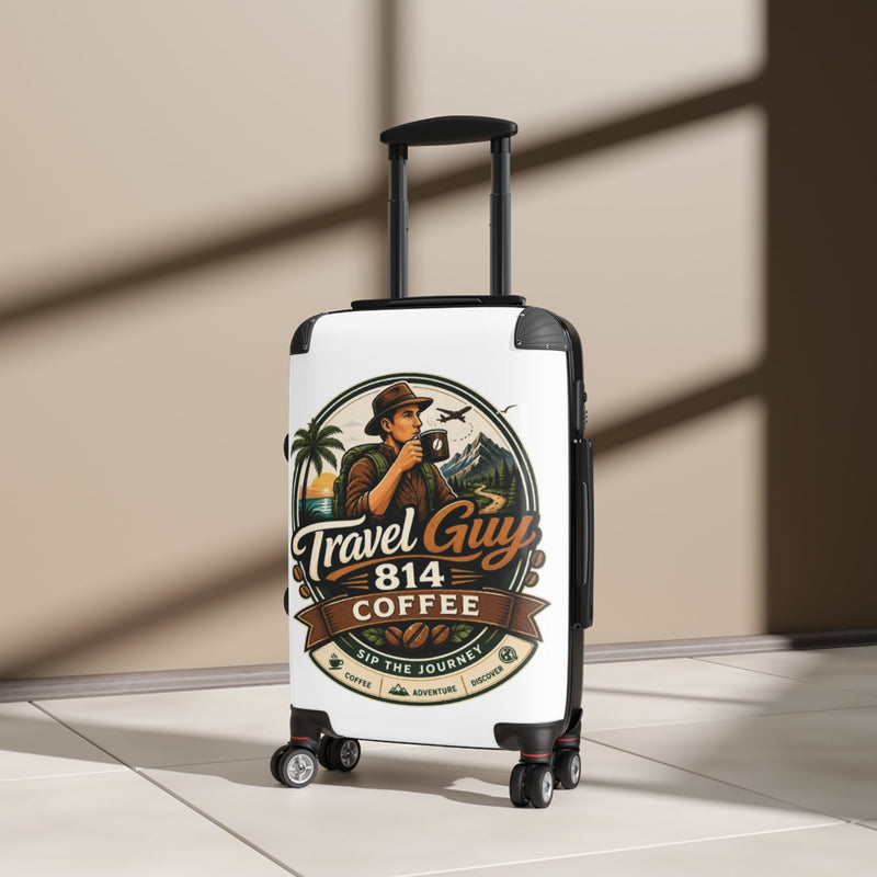 Travel Guy Coffee Suitcase – Retro Adventure Logo Carry-On